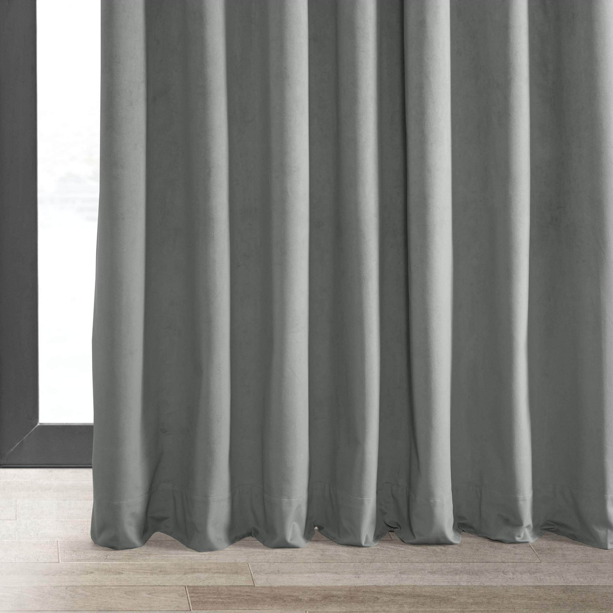 Indianapolis Extra Wide Signature Velvet Curtains for Bedroom Blackout Curtains Living Room Window Single Panel, Silver Gray