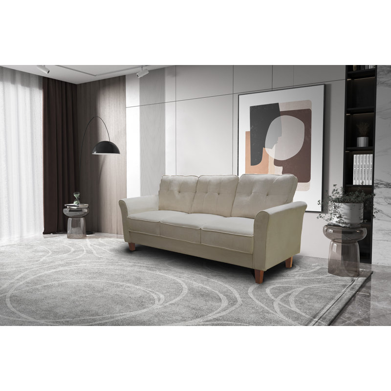 Canapé à accoudoirs arrondis 78 po, Lin beige