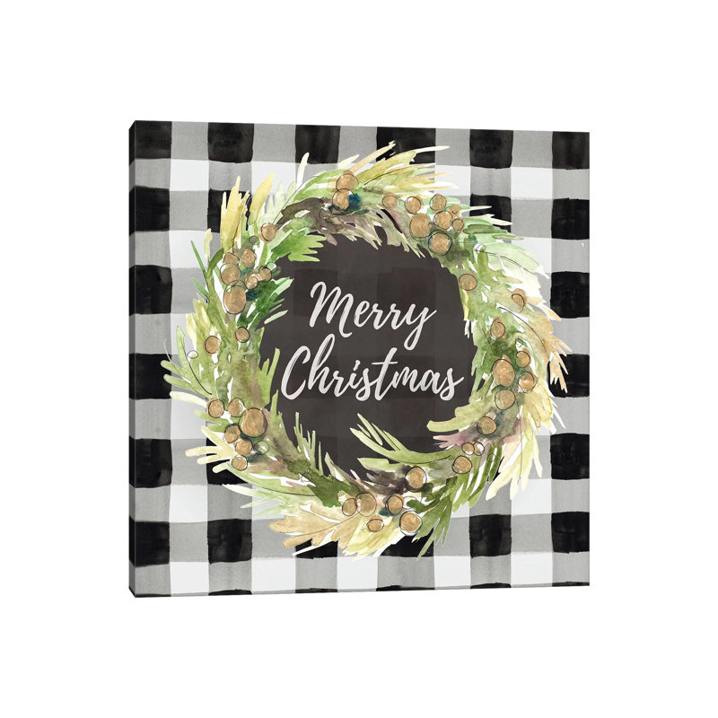 Buffalo Plaid Christmas Wreath by Lanie Loreth - Wrapped Canvas Print, 93.98 cm H x 93.98 cm W x 1.91 cm D