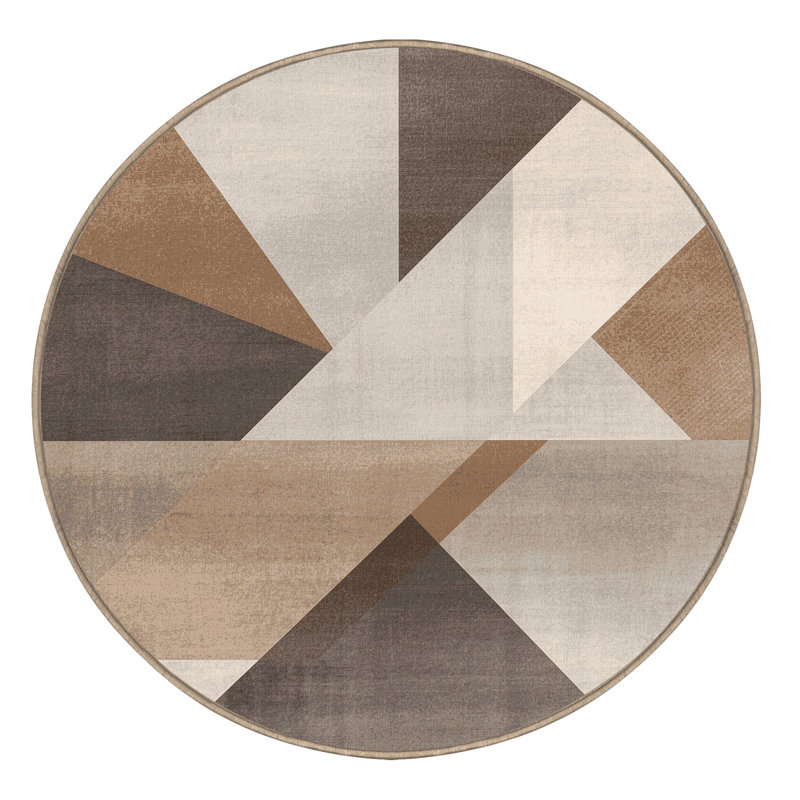 Tapis beige moderne et contemporain lavable à la machine Pantelis, Rond 7 pi