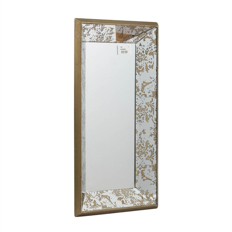 20" X 12" Antique Silver Rectangle Mirror With Floral Accents