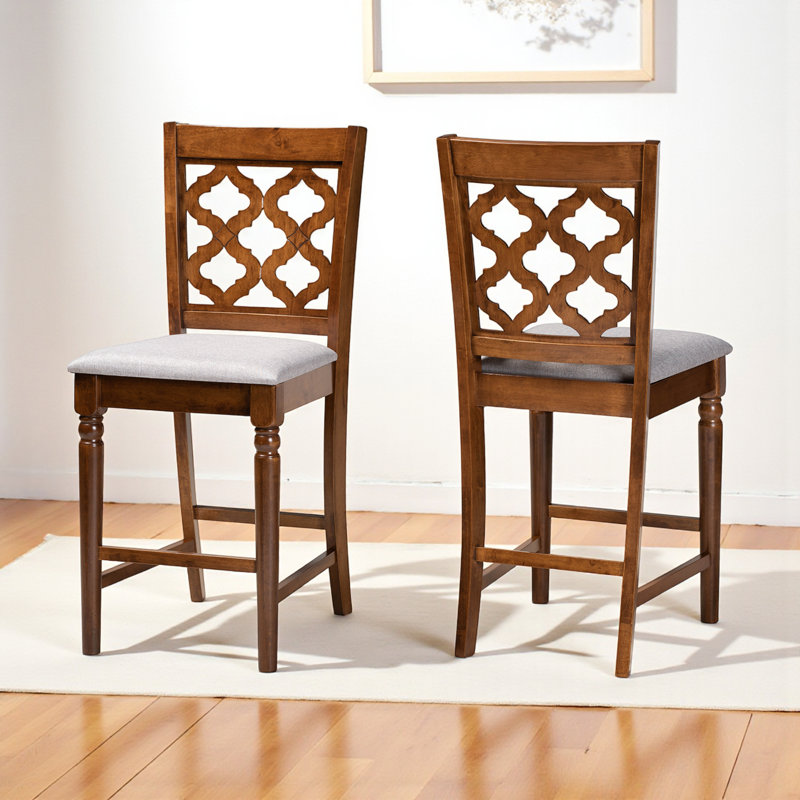 Solid Wood Counter Stool, Walnut Brown