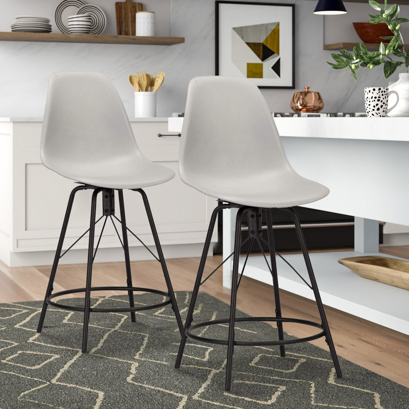 Topanga Swivel Counter Stool with Metal Frame, Gray