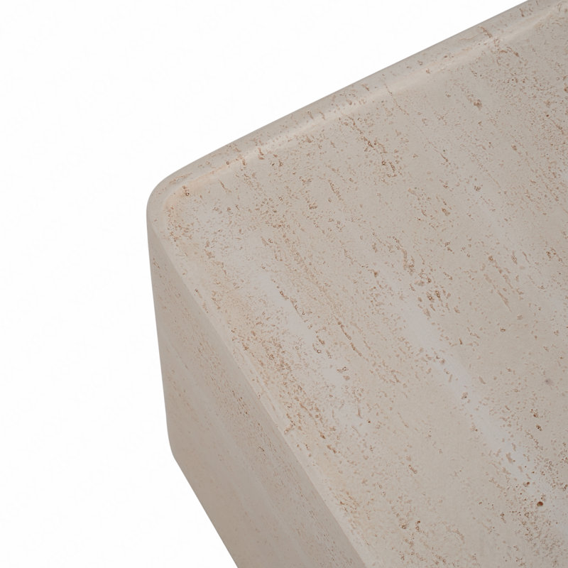 Daphne Outdoor Patio Mgo Side Table, Beige Travertine Finish, Set Of 1