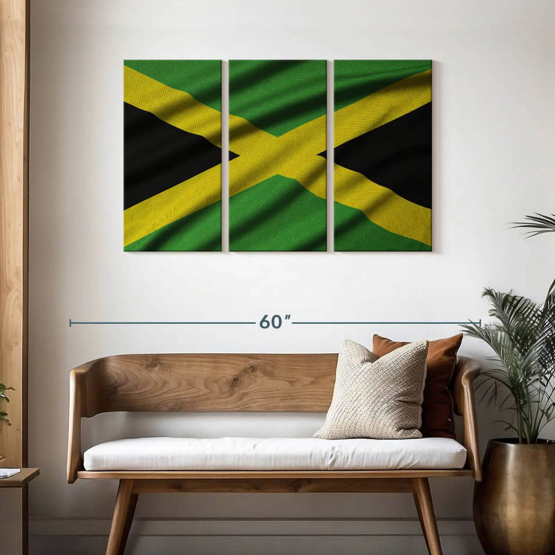 Borges arborant le drapeau de la Jamaïque, H 28 po x l 45 po