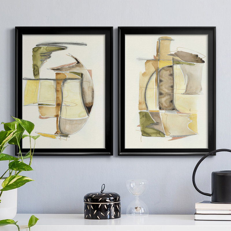 «Brown Sugar I», ensemble de 2 peintures sur toile encadrées, Cadre noir, H 24,5 po x l 37 po x P 1 po