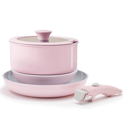 5-Piece Ceramic Non-Stick Cookware Set with Removable Handle