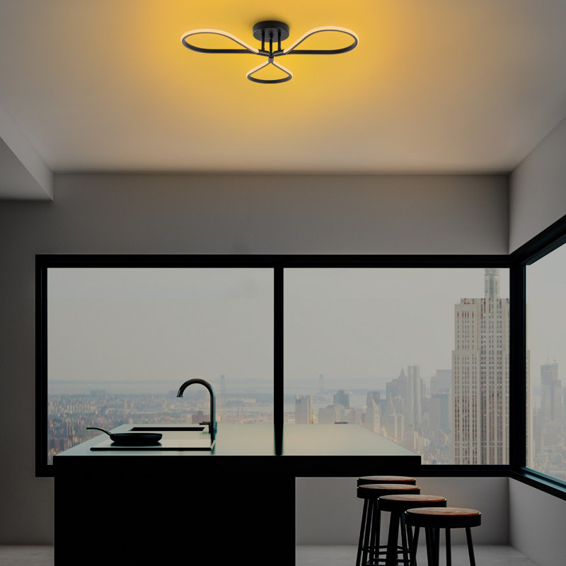 Lustre moderne noir, structure en métal, 26,8 po x 5,5 po | IP20, 3 x DEL SMD 11W, 3000K | Élégant luminaire pour la maison, idéal pour les salles à manger et les espaces de vie, conception élégante avec finition de couleur unie