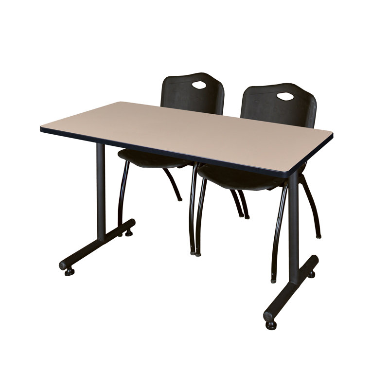 Table de formation en T Nick Nick, chaises empilables 2 M, Noir, Érable, H 29 po x L 72 po x l 30 po