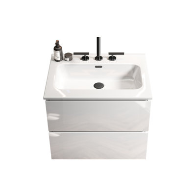 Glossy White Ceramic Bathroom Basin Sink - 3 Pre-Drilled Faucet Holes, Resists Chipping With Made Of And