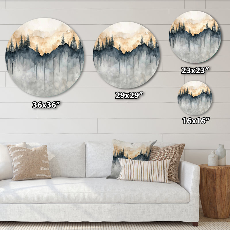 «Soft Forest», art mural rond en métal, L 29 po x H 29 po