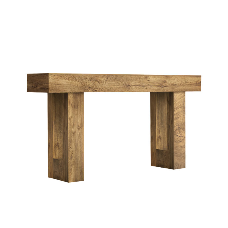 63'' Long Rectangular Console Table, Style, Open Storage, With Native Wood Grain Design, Grain, Storage