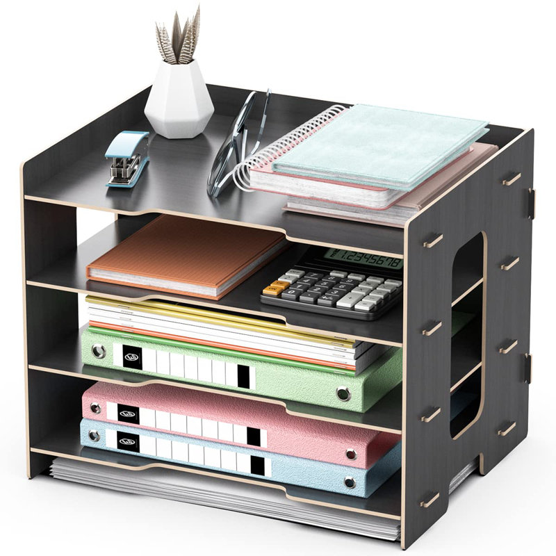 Lecenta Manufactured Wood File Organiser, Black