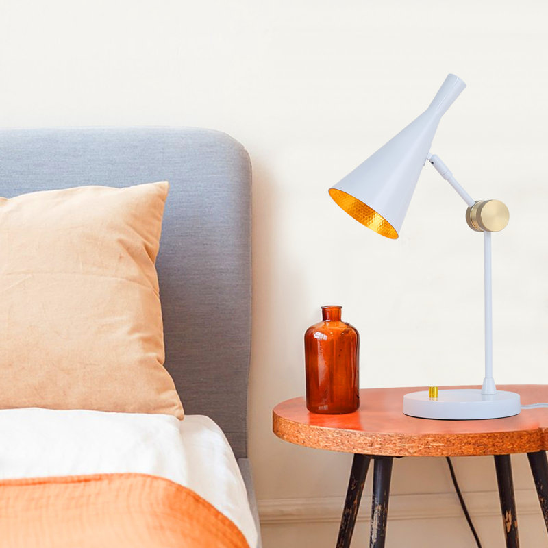 Lampe de table moderne en métal, blanc