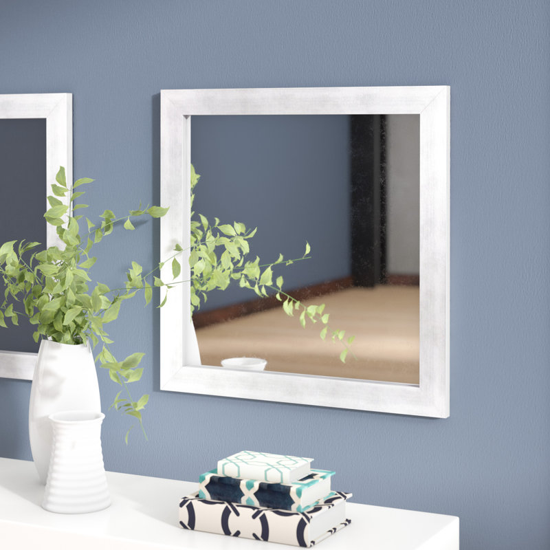Flat Wall Mirror, Silver, 17.5" H x 17.5" W