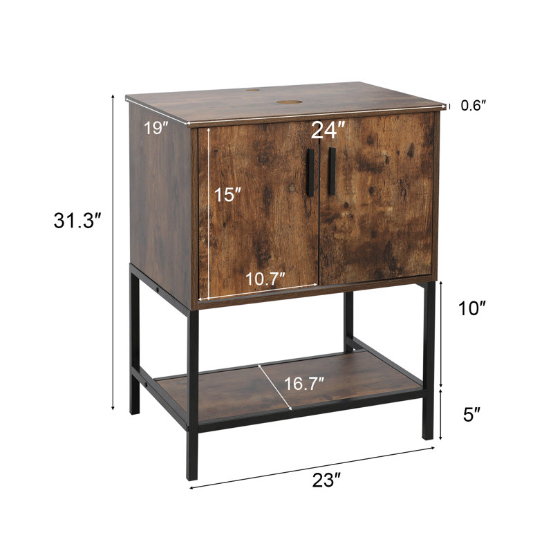24'' Single Bathroom Vanity Base Only, Brown