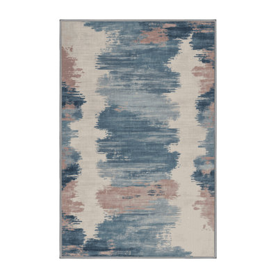 Machine Washable Watercolor Grey Area Rug