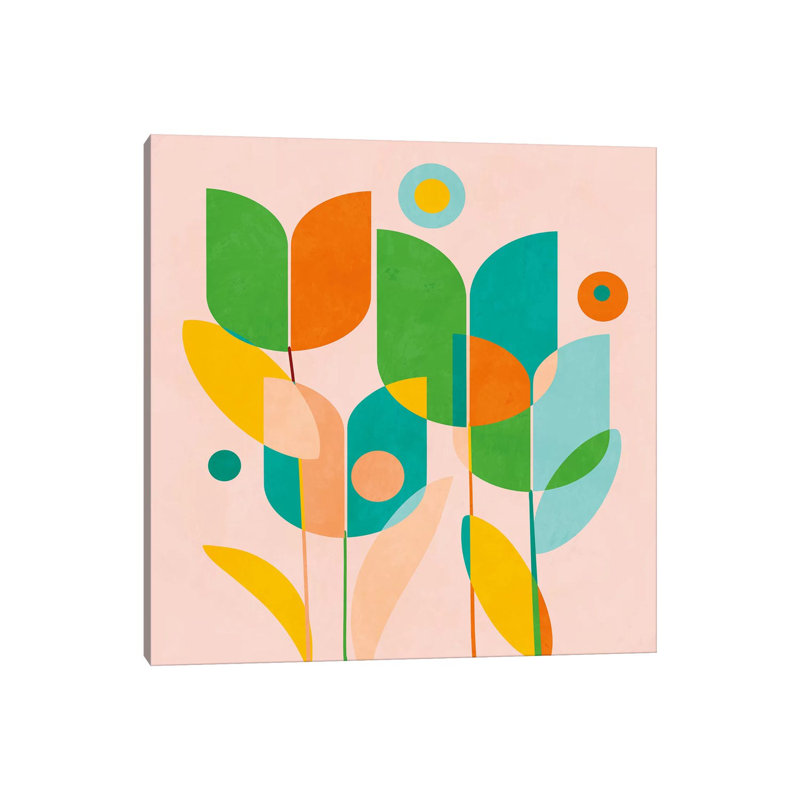 «Circles Shapes Tulips» par Ana Rut Bré - impression d'art graphique, H 26 po x l 26 po x P 1,5 po, Toile tendue