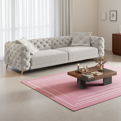 97.7" 3-In-1 Convertible Sleeper Sofa,28.4" Deep Seat Pull Out Sofa Bed,Button Tufted Modern Sofa,4-Seater Couch With Movable Ottoman For Apartment