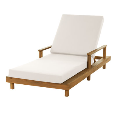 Chaise longue d'extérieur en bois d'acacia Metairie avec dossier et coussin réglables à 3 positions