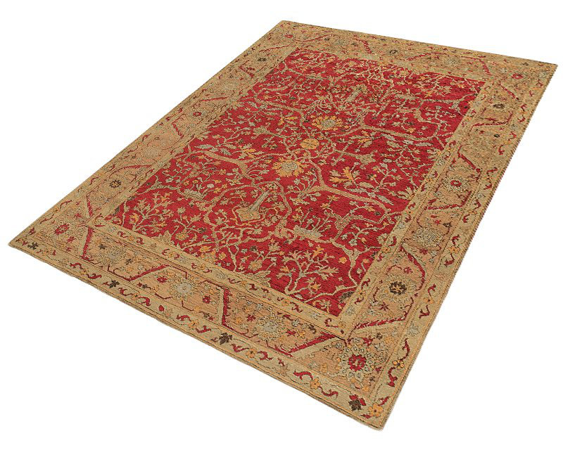 Jozan Wool Oriental Area Rug in Gold/Red, Rectangle 8' x 10'