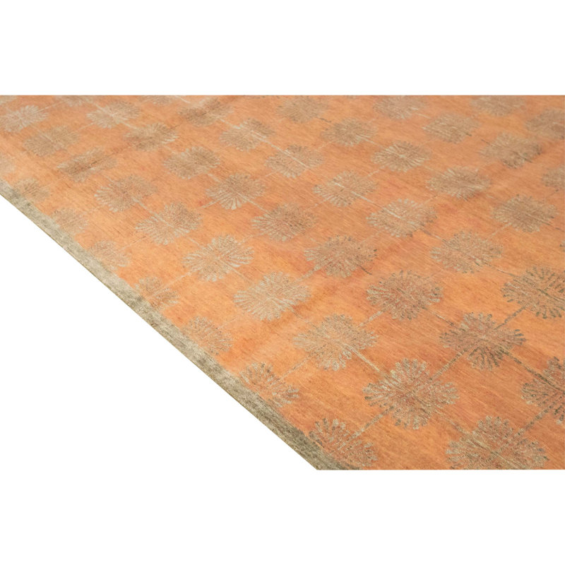Tapis corail / beige noué à la main de conception unique 10 pi 1 po x 13 pi 10 po One-of-a-Kind