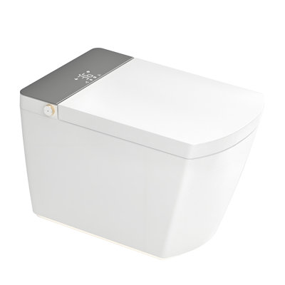 Toilette à bidet intelligente avec couvercle chauffant à infrarouges et à entretien automatique 4 modes de nettoyage sans limite de pression d'eau 12 po Toilette intelligente une pièce pour salle de bain