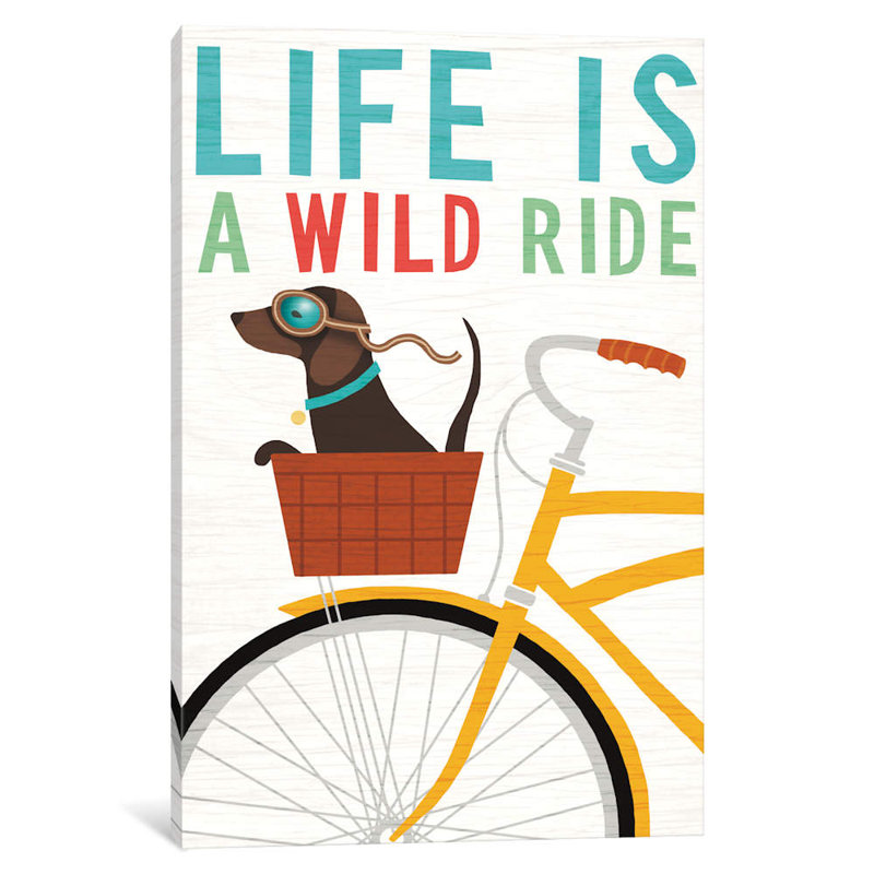 Dachshund Bicycle II by Michael Mullan - Print on Canvas, 66.04 cm H x 45.72 cm W x 1.91 cm D, Wrapped Canvas