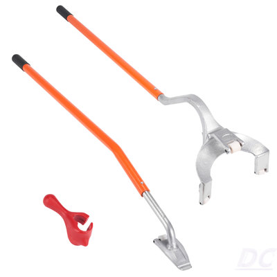 Tire Mount Demount Tool, 22.5"-24.5" Manual Steel Tire Changer Mount Demount Removal Tool, With Extra Bead Keeper, Tubeless Truck Bead Breaker, 3 PCS Tire Changing Tools, Orange