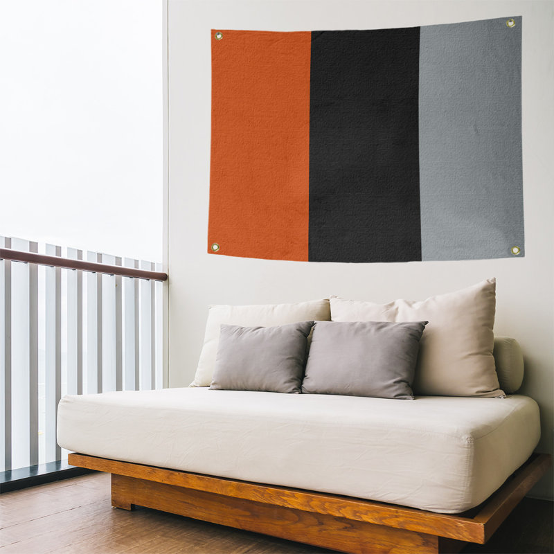 Tapisserie de polyester Baltimore, H 59 po x l 80 po x P 1 po, Orange, noir, gris, Baltimore
