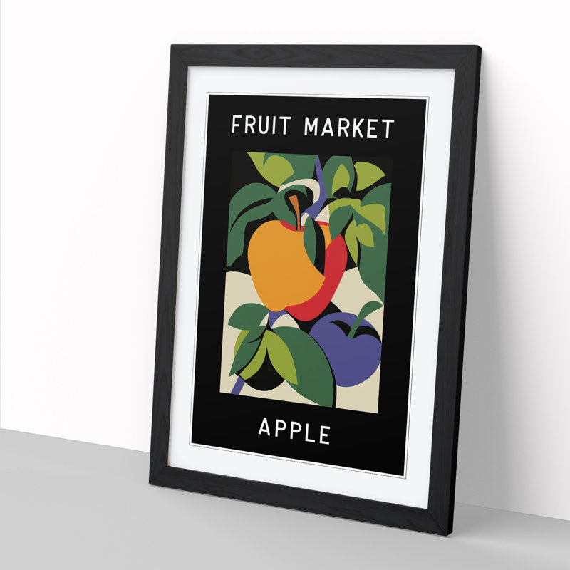Apple Fruit Market Exhibition Vol.4 - Single Picture Frame Print on Wood, 34cm H x 25cm W x 2cm D