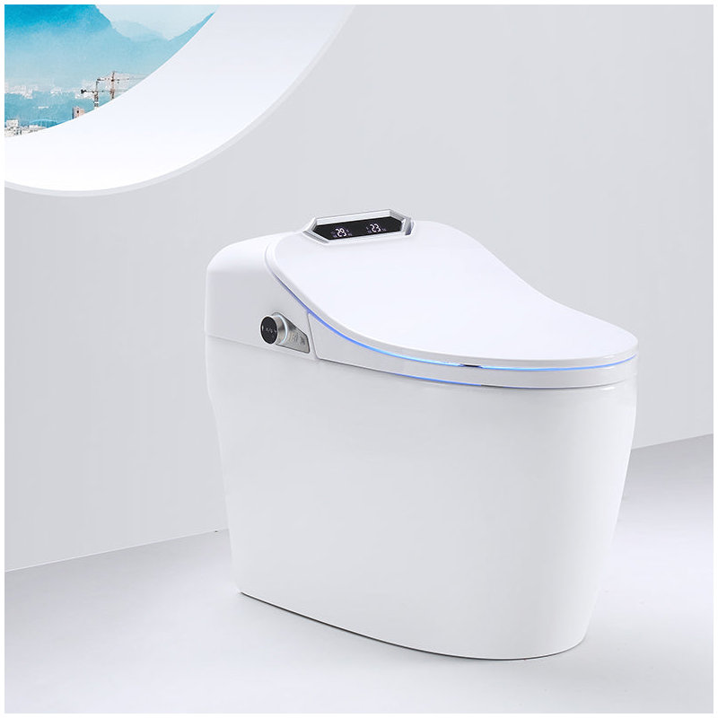 Smart Living&Technology 1.28 Gallons GPF Elongated Comfort Height Floor Mounted Kit (Seat Included), White/Gold