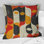 Coussin décoratif rouge et orange Mid-Century à formes géométriques - couleurs Mid-Century