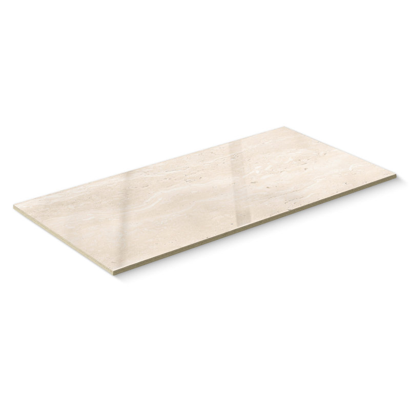 Colosseum Polished 12x24 Porcelain Floor & Wall Travertine Look Tile (11.63 Sq. Ft./Case), Ivory