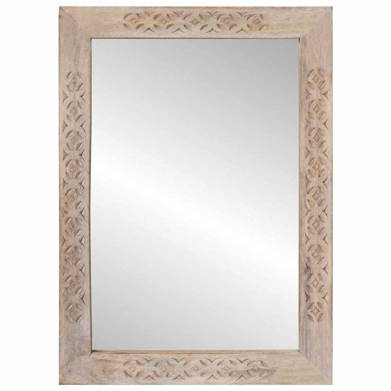 Bathroom Mirror with Mirror Glass and Solid Mango wood Rectangular for, White