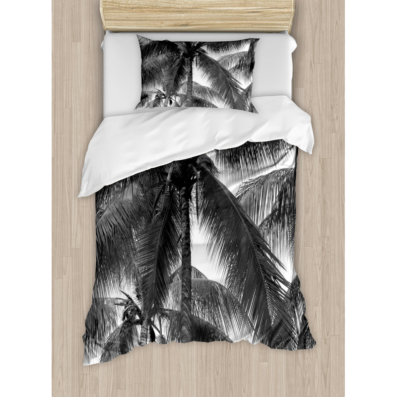Palm Tree Coastal Polyester Duvet Cover, Twin