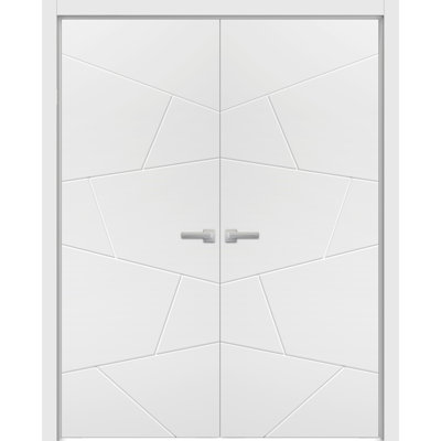 Portes doubles françaises robustes Planum 0990, peintes en blanc mat, panneaux en bois massif, cadre et moulures, pour placard ou chambre, portes robustes 72 po x 84 po (2 x 36 x 84)