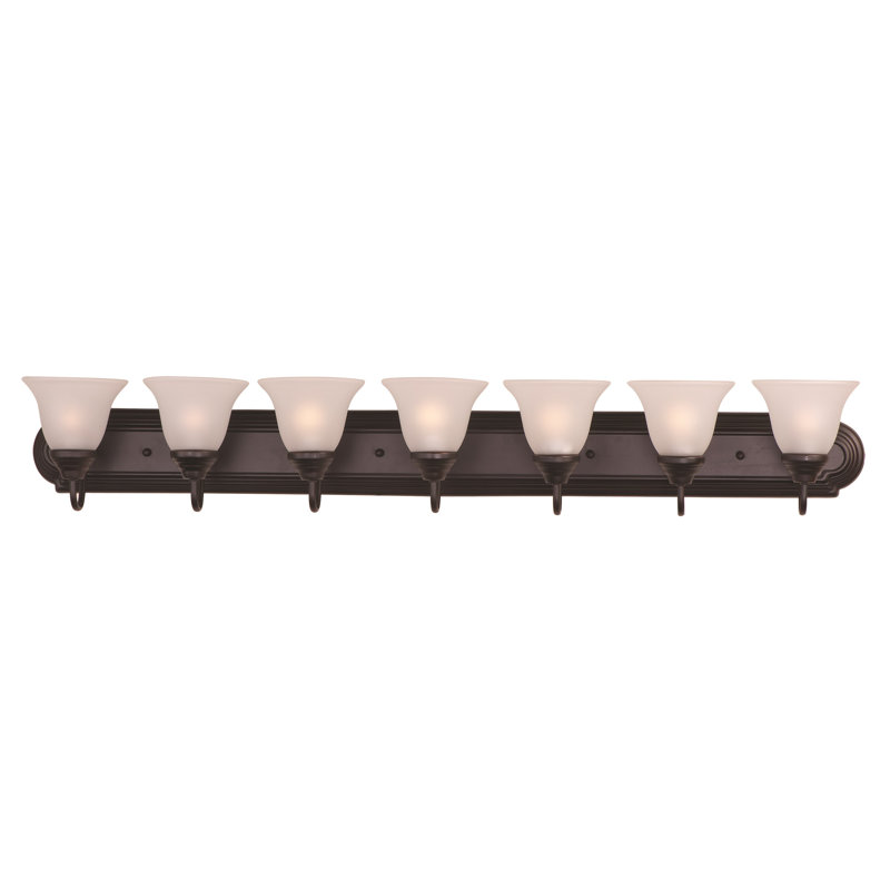 Mandu 7 - Light Dimmable Vanity Light, Frosted Glass/Oil Rubbed Bronze