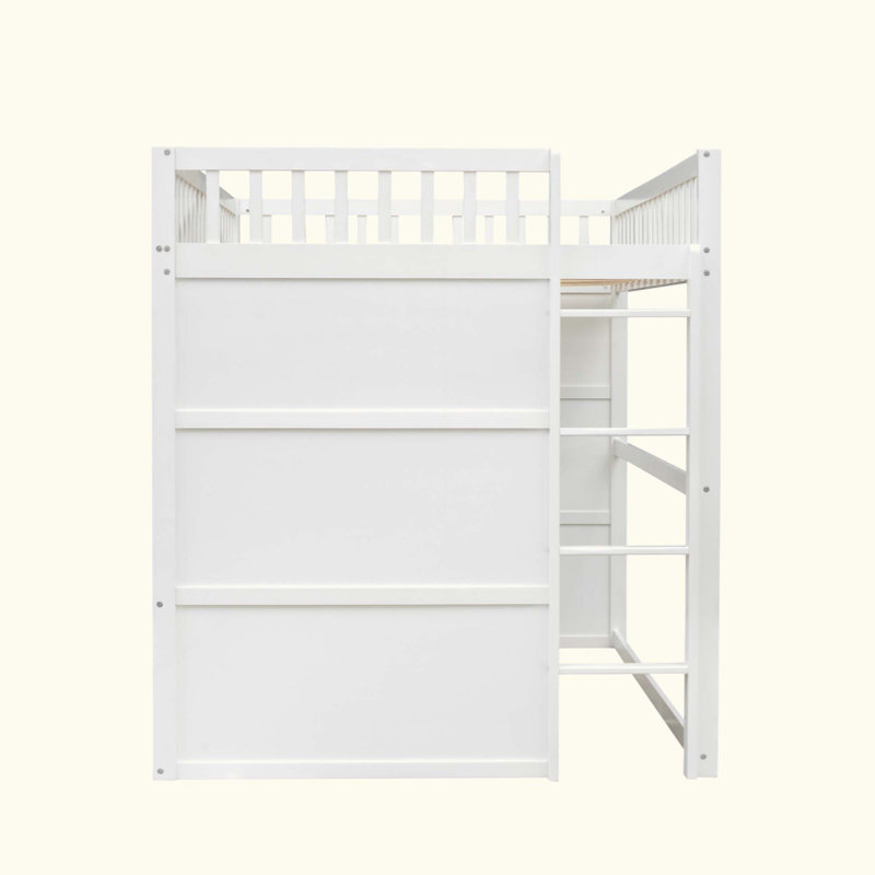 Lit mezzanine avec échelle House, Blanc / Gris, Lit double