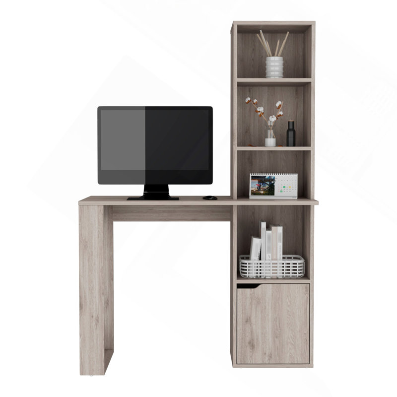 Bureau d'écriture avec bibliothèque et armoire, Gris