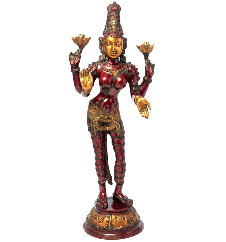 Grande statue de déesse Lakshmi fabriquée à la main - divinité de la prospérité de 33 pouces pour les autels spirituels, les espaces de méditation et les décorations inspirantes