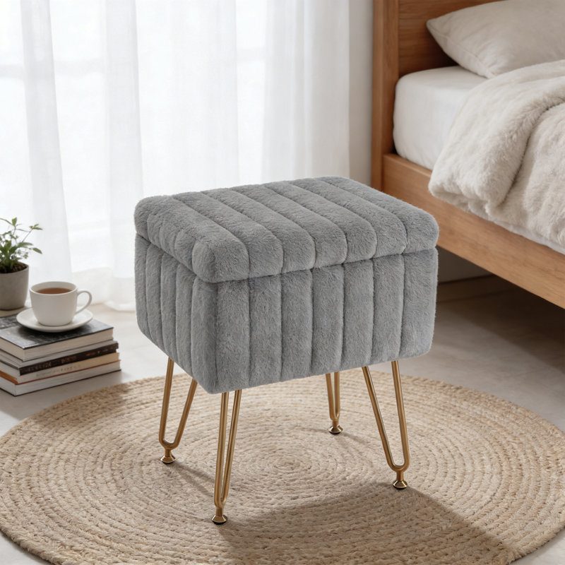 Tabouret de coiffeuse moderne en velours, Gris