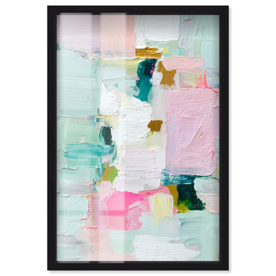 Mint and Rose Blush II Shadowbox Print Pink Wall Art by Art Remedy, Black Frame, 20 x 30