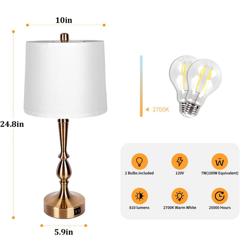Lampe de table en métal USB