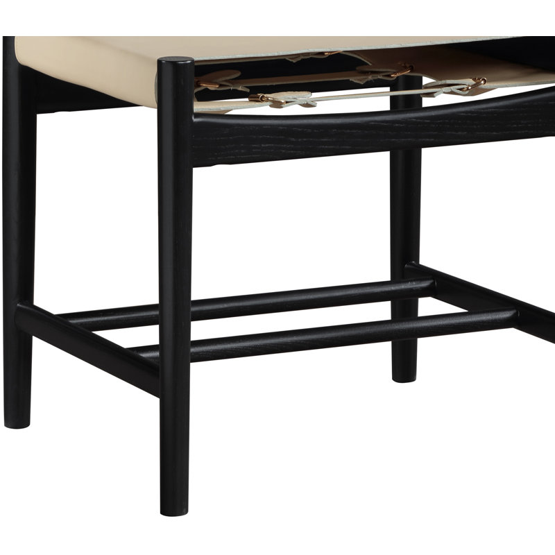 Chaise rembourrée en cuir Rawlins, Cuir végétalien beige, Noir