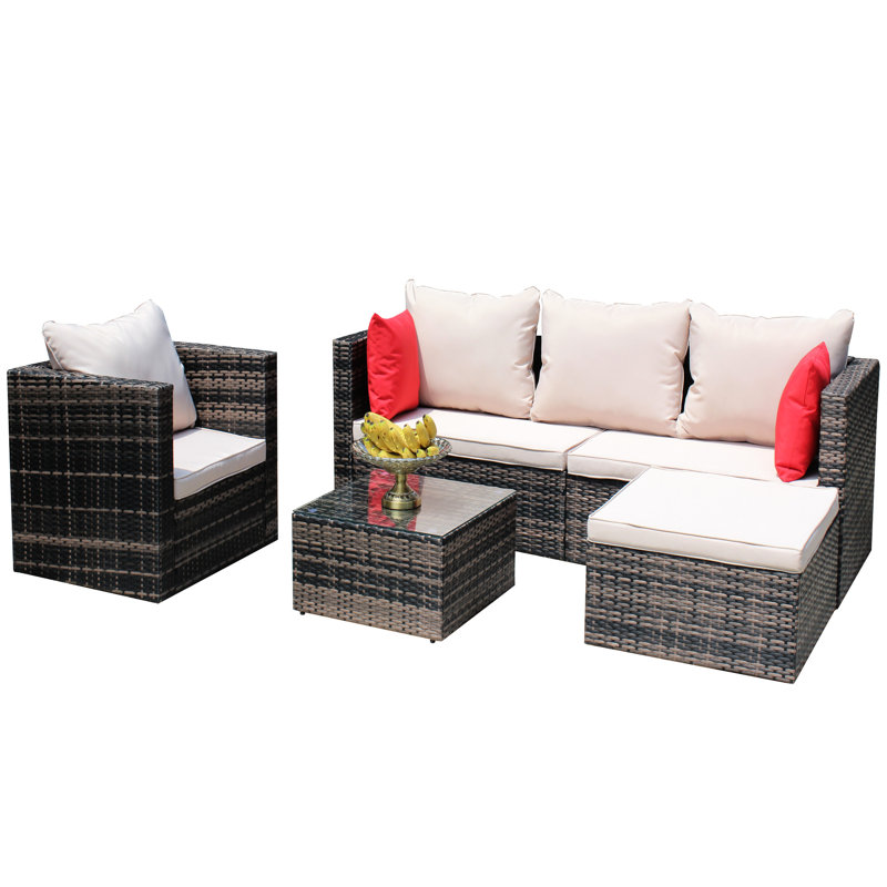 Mobilier d'extérieur, avec coussins, 4, teinte brune, caractéristique