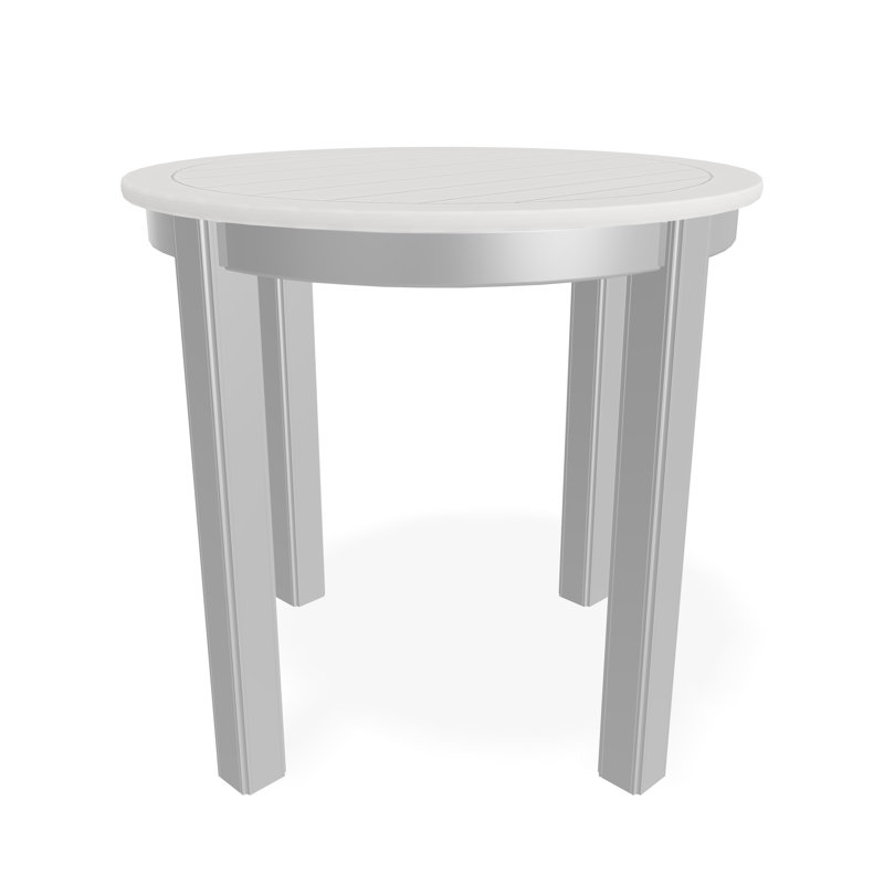 Outdoor Round Side Table, White/White, Acrylic