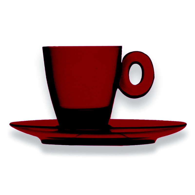 Tasse à espresso en polycarbonate avec soucoupe - 12 pièces, Grenat, 6