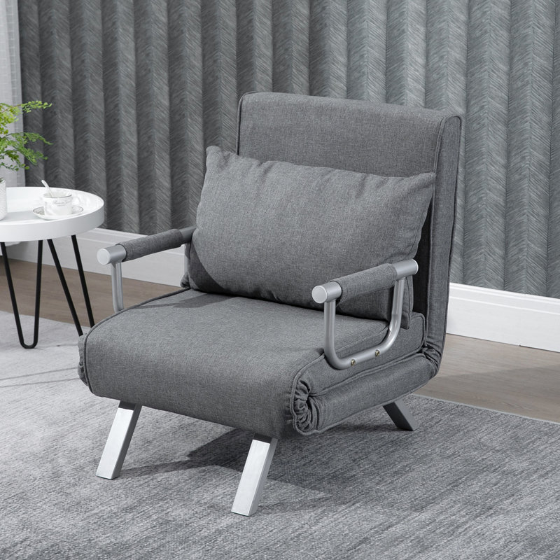 Chaise-lit pliante grise, couchette réglable à 5 positions avec coussin et structure en acier robuste pour cadre de bureau personnel