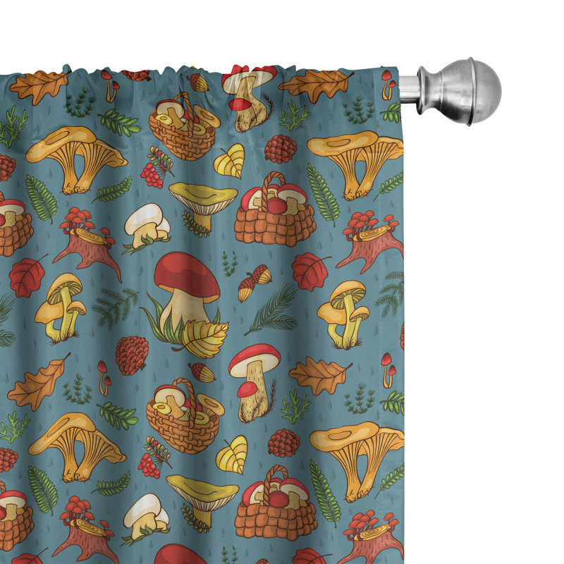 Mushroom Floral Semi-Sheer Rod Pocket Curtain Panels, 28" x 63"